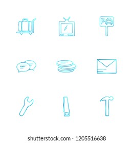 Set of 9 icons, for web, internet, mobile apps, interface design: business, finance, shopping, communication, fitness, computer, media, transportation, travel, easter, christmas, summer, device