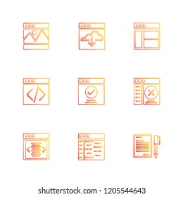 Set of 9 icons, for web, internet, mobile apps, interface design: business, finance, shopping, communication, fitness, computer, media, transportation, travel, easter, christmas, summer, device