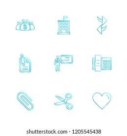 Set of 9 icons, for web, internet, mobile apps, interface design: business, finance, shopping, communication, fitness, computer, media, transportation, travel, easter, christmas, summer, device