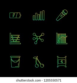 Set of 9 icons, for web, internet, mobile apps, interface design: business, finance, shopping, communication, fitness, computer, media, transportation, travel, easter, christmas, summer, device