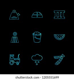 Set of 9 icons, for web, internet, mobile apps, interface design: business, finance, shopping, communication, fitness, computer, media, transportation, travel, easter, christmas, summer, device