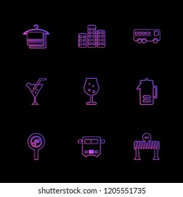 Set of 9 icons, for web, internet, mobile apps, interface design: business, finance, shopping, communication, fitness, computer, media, transportation, travel, easter, christmas, summer, device