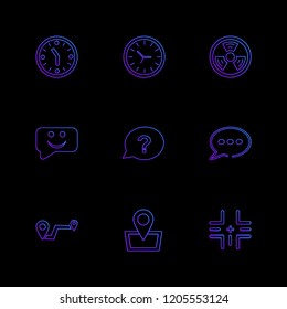 Set of 9 icons, for web, internet, mobile apps, interface design: business, finance, shopping, communication, fitness, computer, media, transportation, travel, easter, christmas, summer, device