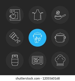 Set of 9 icons, for web, internet, mobile apps, interface design: business, finance, shopping, communication, fitness, computer, media, transportation, travel, easter, christmas, summer, device