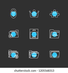 Set of 9 icons, for web, internet, mobile apps, interface design: business, finance, shopping, communication, fitness, computer, media, transportation, travel, easter, christmas, summer, device