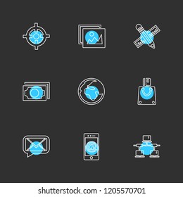 Set of 9 icons, for web, internet, mobile apps, interface design: business, finance, shopping, communication, fitness, computer, media, transportation, travel, easter, christmas, summer, device