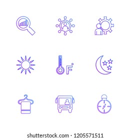 Set of 9 icons, for web, internet, mobile apps, interface design: business, finance, shopping, communication, fitness, computer, media, transportation, travel, easter, christmas, summer, device