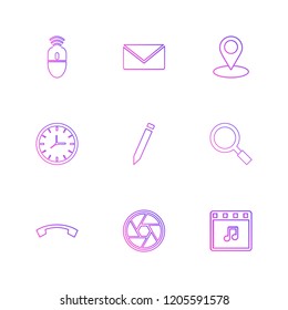 Set of 9 icons, for web, internet, mobile apps, interface design: business, finance, shopping, communication, fitness, computer, media, transportation, travel, easter, christmas, summer, device