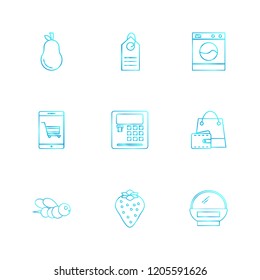 Set of 9 icons, for web, internet, mobile apps, interface design: business, finance, shopping, communication, fitness, computer, media, transportation, travel, easter, christmas, summer, device