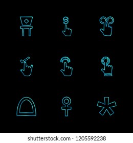 Set of 9 icons, for web, internet, mobile apps, interface design: business, finance, shopping, communication, fitness, computer, media, transportation, travel, easter, christmas, summer, device