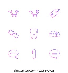 Set of 9 icons, for web, internet, mobile apps, interface design: business, finance, shopping, communication, fitness, computer, media, transportation, travel, easter, christmas, summer, device
