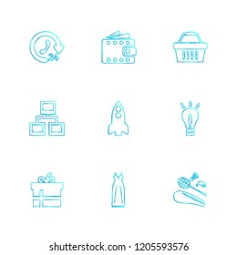 Set of 9 icons, for web, internet, mobile apps, interface design: business, finance, shopping, communication, fitness, computer, media, transportation, travel, easter, christmas, summer, device