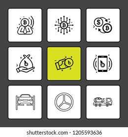 Set of 9 icons, for web, internet, mobile apps, interface design: business, finance, shopping, communication, fitness, computer, media, transportation, travel, easter, christmas, summer, device