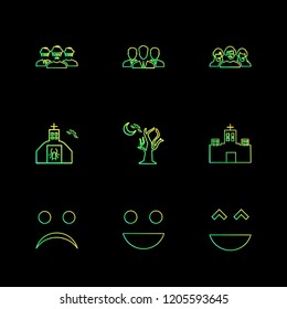 Set of 9 icons, for web, internet, mobile apps, interface design: business, finance, shopping, communication, fitness, computer, media, transportation, travel, easter, christmas, summer, device