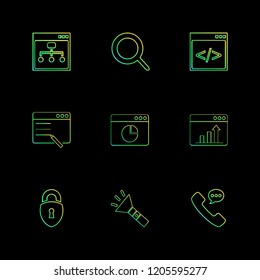 Set of 9 icons, for web, internet, mobile apps, interface design: business, finance, shopping, communication, fitness, computer, media, transportation, travel, easter, christmas, summer, device