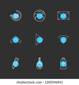 Set of 9 icons, for web, internet, mobile apps, interface design: business, finance, shopping, communication, fitness, computer, media, transportation, travel, easter, christmas, summer, device