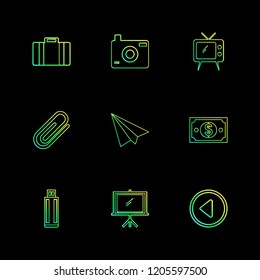 Set of 9 icons, for web, internet, mobile apps, interface design: business, finance, shopping, communication, fitness, computer, media, transportation, travel, easter, christmas, summer, device