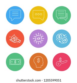 Set of 9 icons, for web, internet, mobile apps, interface design: business, finance, shopping, communication, fitness, computer, media, transportation, travel, easter, christmas, summer, device