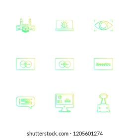 Set of 9 icons, for web, internet, mobile apps, interface design: business, finance, shopping, communication, fitness, computer, media, transportation, travel, easter, christmas, summer, device