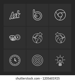 Set of 9 icons, for web, internet, mobile apps, interface design: business, finance, shopping, communication, fitness, computer, media, transportation, travel, easter, christmas, summer, device