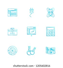 Set of 9 icons, for web, internet, mobile apps, interface design: business, finance, shopping, communication, fitness, computer, media, transportation, travel, easter, christmas, summer, device