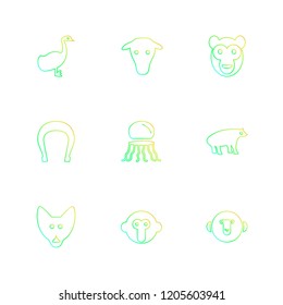 Set of 9 icons, for web, internet, mobile apps, interface design: business, finance, shopping, communication, fitness, computer, media, transportation, travel, easter, christmas, summer, device