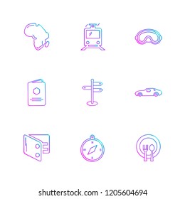 Set of 9 icons, for web, internet, mobile apps, interface design: business, finance, shopping, communication, fitness, computer, media, transportation, travel, easter, christmas, summer, device