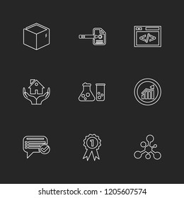 Set of 9 icons, for web, internet, mobile apps, interface design: business, finance, shopping, communication, fitness, computer, media, transportation, travel, easter, christmas, summer, device