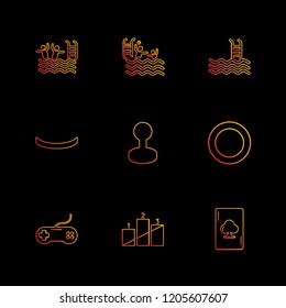 Set of 9 icons, for web, internet, mobile apps, interface design: business, finance, shopping, communication, fitness, computer, media, transportation, travel, easter, christmas, summer, device