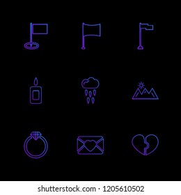 Set of 9 icons, for web, internet, mobile apps, interface design: business, finance, shopping, communication, fitness, computer, media, transportation, travel, easter, christmas, summer, device