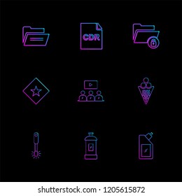 Set of 9 icons, for web, internet, mobile apps, interface design: business, finance, shopping, communication, fitness, computer, media, transportation, travel, easter, christmas, summer, device