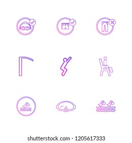 Set of 9 icons, for web, internet, mobile apps, interface design: business, finance, shopping, communication, fitness, computer, media, transportation, travel, easter, christmas, summer, device