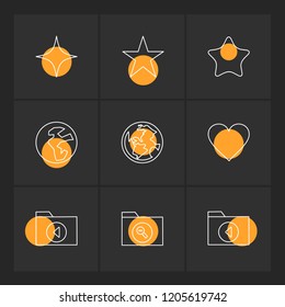 Set of 9 icons, for web, internet, mobile apps, interface design: business, finance, shopping, communication, fitness, computer, media, transportation, travel, easter, christmas, summer, device