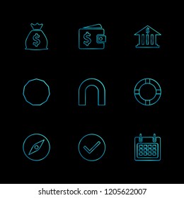 Set of 9 icons, for web, internet, mobile apps, interface design: business, finance, shopping, communication, fitness, computer, media, transportation, travel, easter, christmas, summer, device