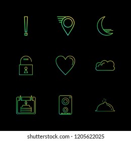 Set of 9 icons, for web, internet, mobile apps, interface design: business, finance, shopping, communication, fitness, computer, media, transportation, travel, easter, christmas, summer, device