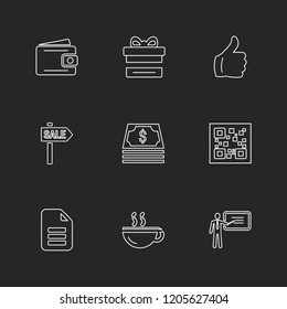 Set of 9 icons, for web, internet, mobile apps, interface design: business, finance, shopping, communication, fitness, computer, media, transportation, travel, easter, christmas, summer, device
