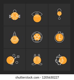 Set of 9 icons, for web, internet, mobile apps, interface design: business, finance, shopping, communication, fitness, computer, media, transportation, travel, easter, christmas, summer, device
