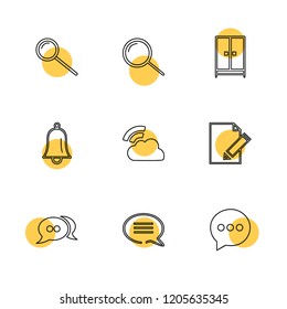 Set of 9 icons, for web, internet, mobile apps, interface design: business, finance, shopping, communication, fitness, computer, media, transportation, travel, easter, christmas, summer, device