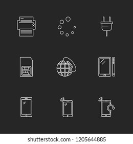 Set of 9 icons, for web, internet, mobile apps, interface design: business, finance, shopping, communication, fitness, computer, media, transportation, travel, easter, christmas, summer, device