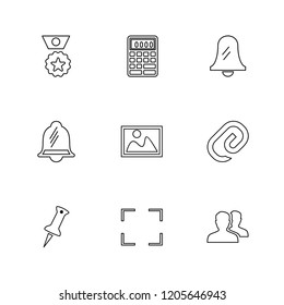 Set of 9 icons, for web, internet, mobile apps, interface design: business, finance, shopping, communication, fitness, computer, media, transportation, travel, easter, christmas, summer, device