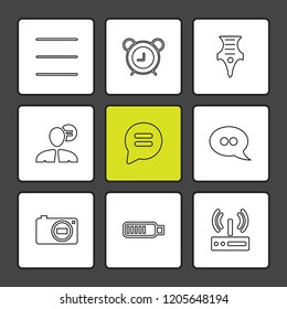 Set of 9 icons, for web, internet, mobile apps, interface design: business, finance, shopping, communication, fitness, computer, media, transportation, travel, easter, christmas, summer, device