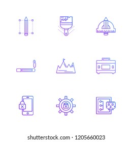 Set of 9 icons, for web, internet, mobile apps, interface design: business, finance, shopping, communication, fitness, computer, media, transportation, travel, easter, christmas, summer, device