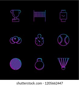 Set of 9 icons, for web, internet, mobile apps, interface design: business, finance, shopping, communication, fitness, computer, media, transportation, travel, easter, christmas, summer, device