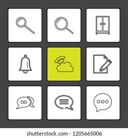 Set of 9 icons, for web, internet, mobile apps, interface design: business, finance, shopping, communication, fitness, computer, media, transportation, travel, easter, christmas, summer, device