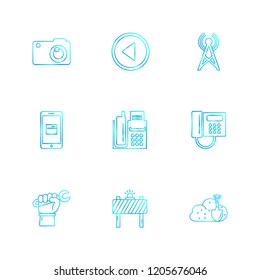 Set of 9 icons, for web, internet, mobile apps, interface design: business, finance, shopping, communication, fitness, computer, media, transportation, travel, easter, christmas, summer, device