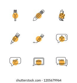 Set of 9 icons, for web, internet, mobile apps, interface design: business, finance, shopping, communication, fitness, computer, media, transportation, travel, easter, christmas, summer, device