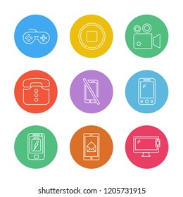 Set of 9 icons, for web, internet, mobile apps, interface design: business, finance, shopping, communication, fitness, computer, media, transportation, travel, easter, christmas, summer, device