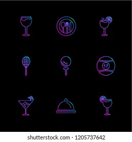 Set of 9 icons, for web, internet, mobile apps, interface design: business, finance, shopping, communication, fitness, computer, media, transportation, travel, easter, christmas, summer, device
