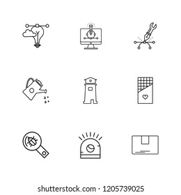 Set of 9 icons, for web, internet, mobile apps, interface design: business, finance, shopping, communication, fitness, computer, media, transportation, travel, easter, christmas, summer, device