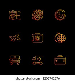 Set of 9 icons, for web, internet, mobile apps, interface design: business, finance, shopping, communication, fitness, computer, media, transportation, travel, easter, christmas, summer, device